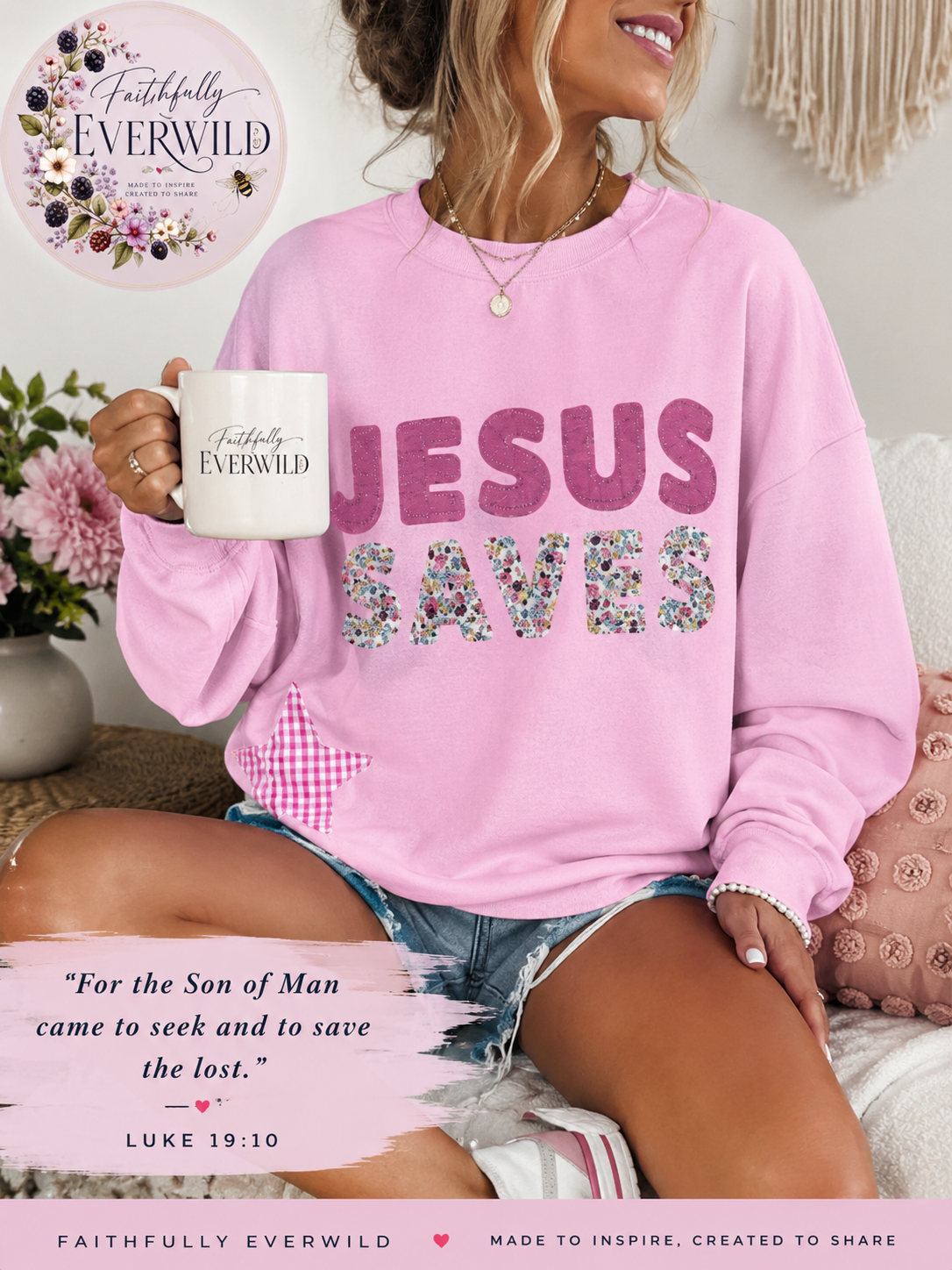 JESUS SAVES Dropped Shoulder Sweatshirt
