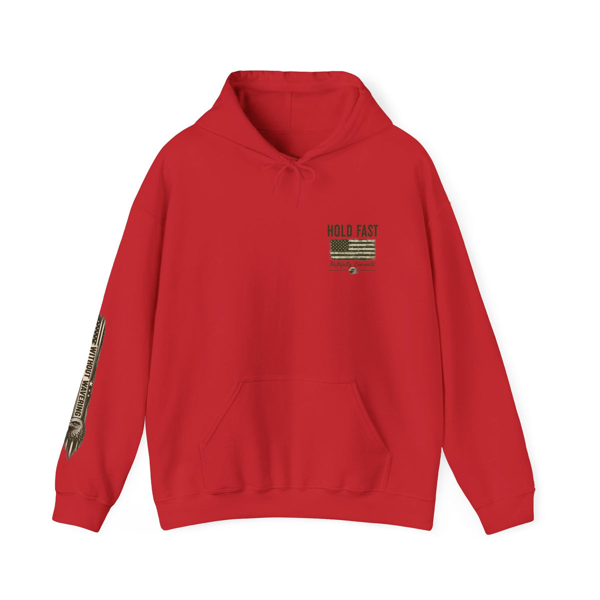 Never Give Up The Fight Hoodie Sweatshirt –  "Hold Fast" Eagle American Flag Pullover/ Hebrews 10:23