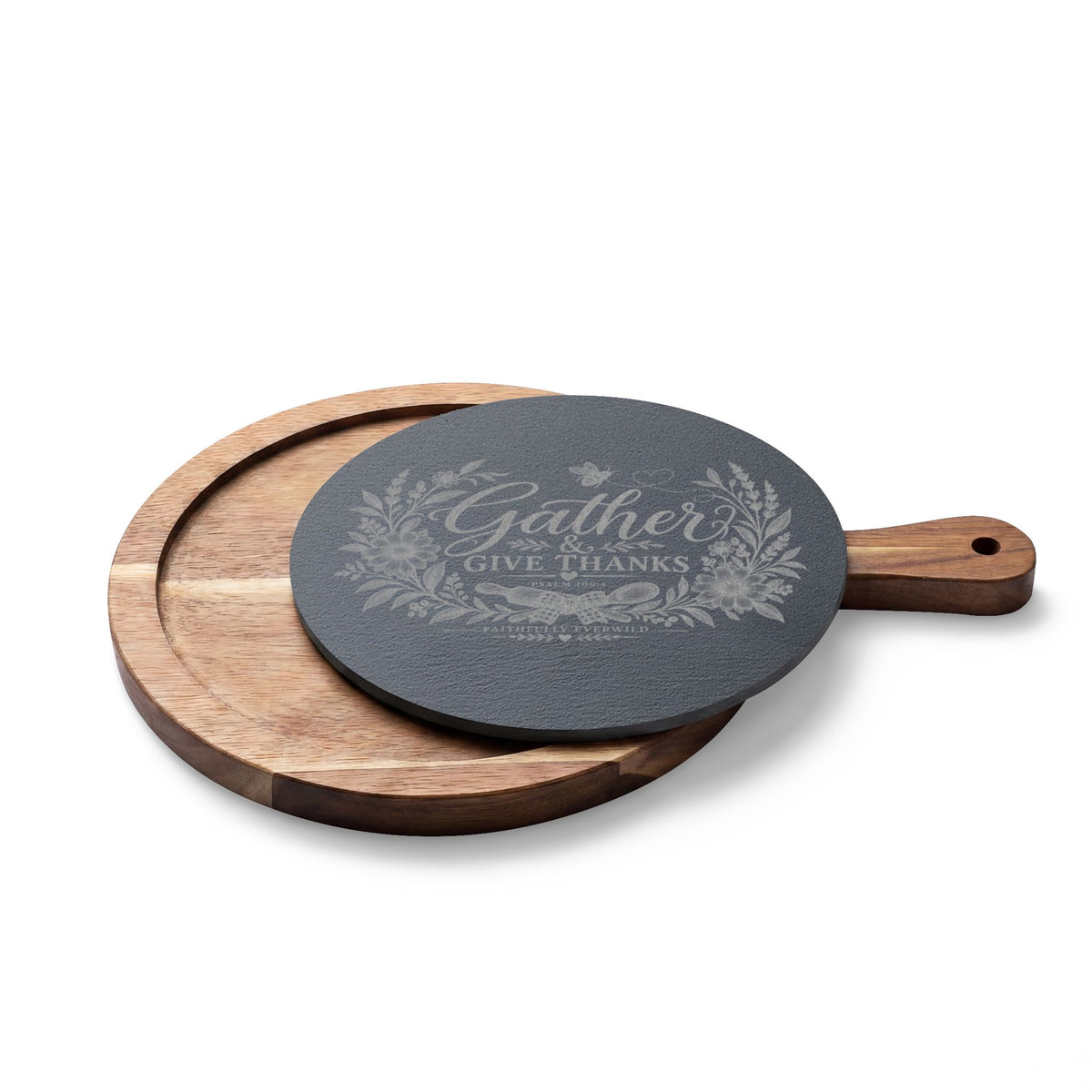 Gather & Give Thanks Engraved Charcuterie Board | Psalm 100:4