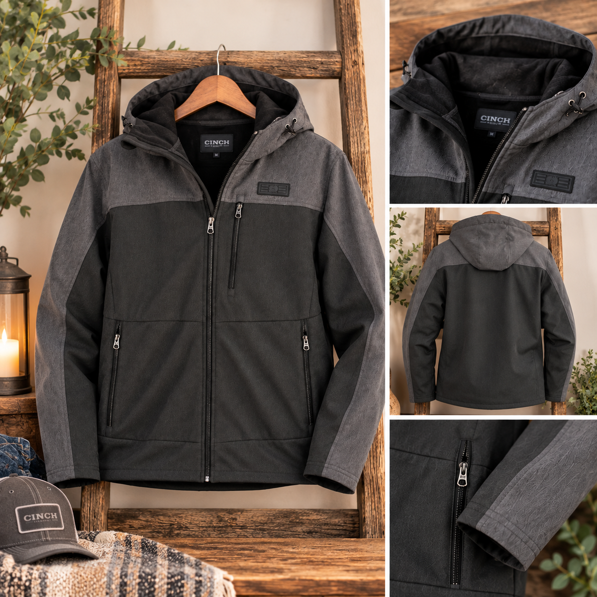 Cinch Men’s Two-Tone Charcoal Hooded Jacket