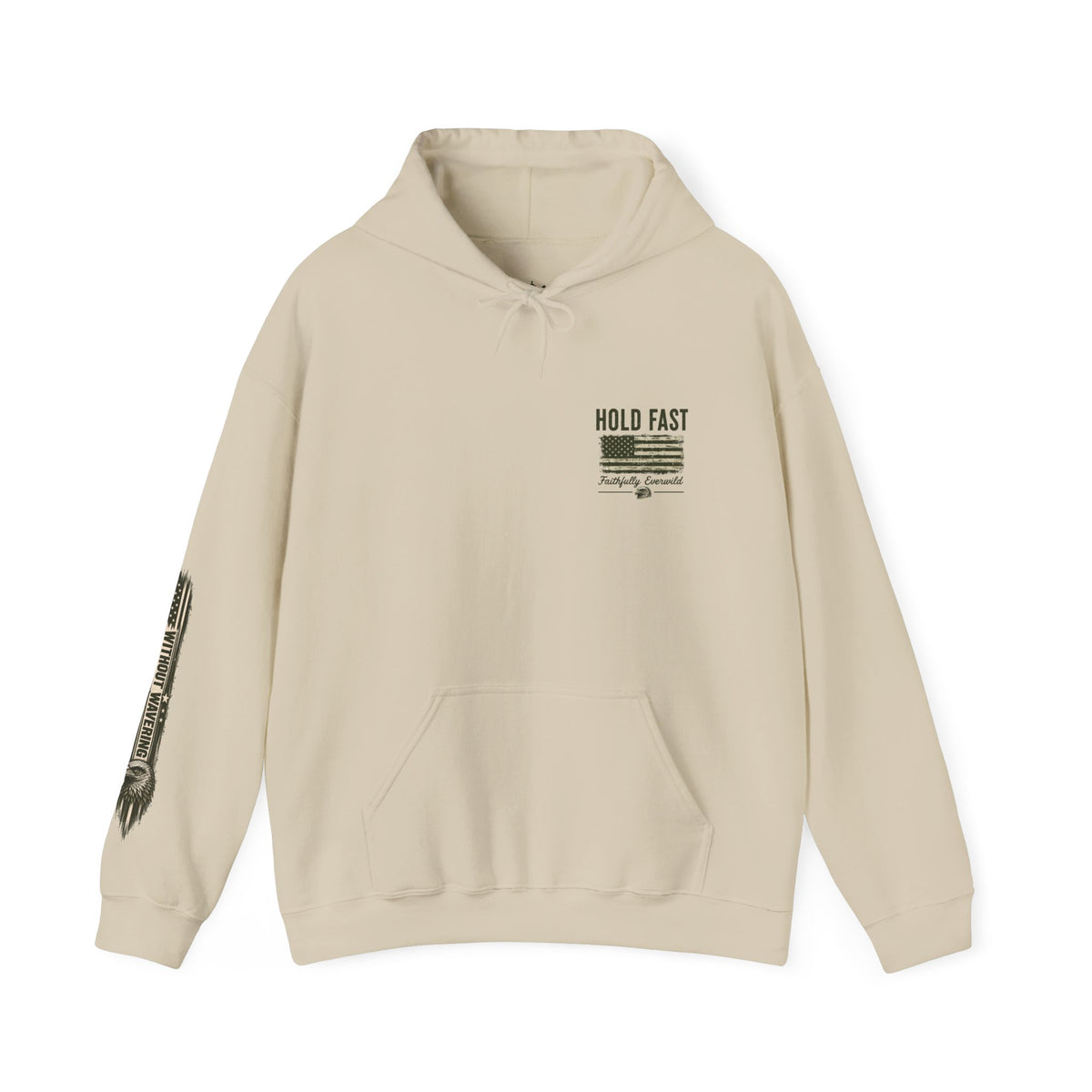 Never Give Up The Fight Hoodie Sweatshirt –  "Hold Fast" Eagle American Flag Pullover/ Hebrews 10:23