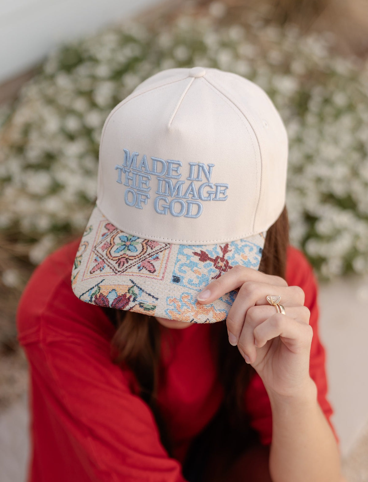 Made in His Image Floral Brim Trucker Hat