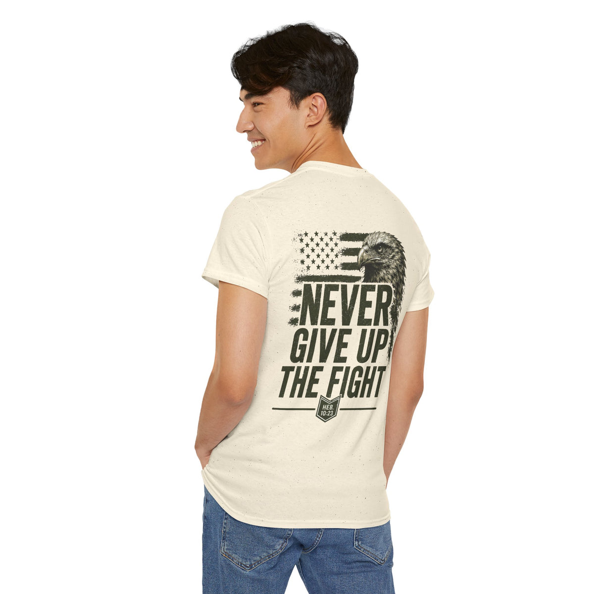 Never Give Up the Fight – Hold Fast Men’s Graphic Tee – Hebrews 10:23