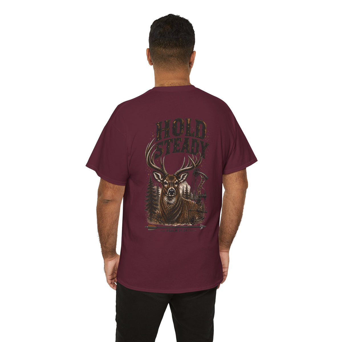 Hold Steady Bow Hunting Tee | Psalm 31:24