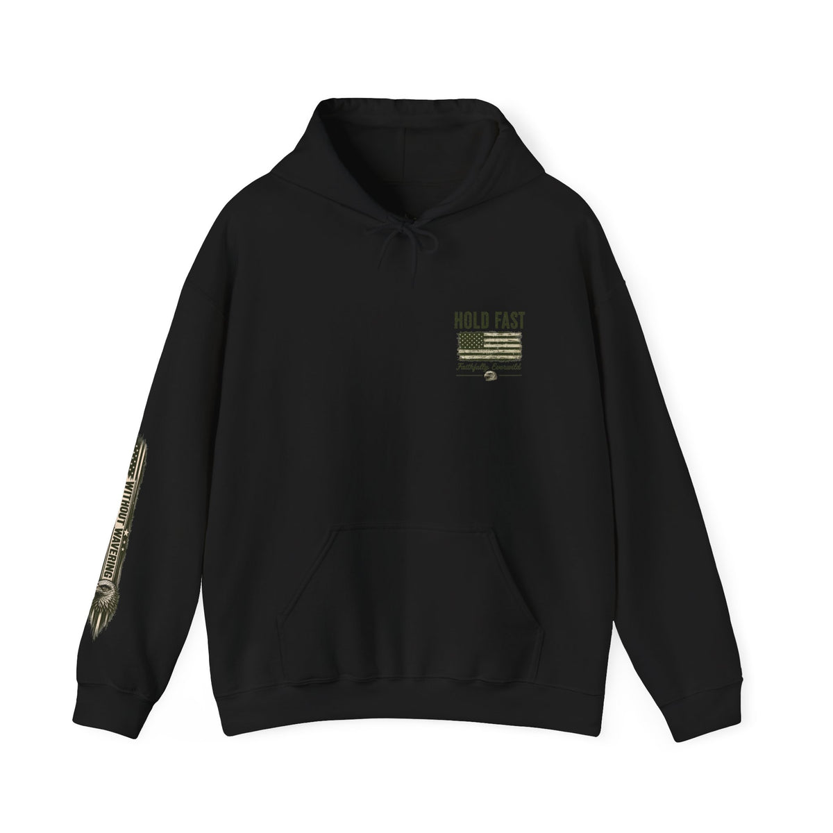 Never Give Up The Fight Hoodie Sweatshirt –  "Hold Fast" Eagle American Flag Pullover/ Hebrews 10:23