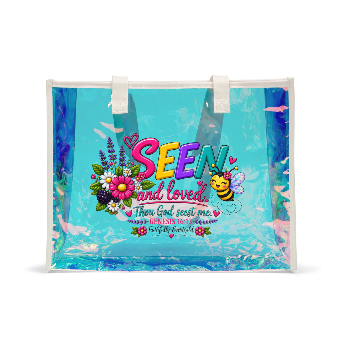 Seen & Loved Holographic Tote | Genesis 16:13 🐝💕