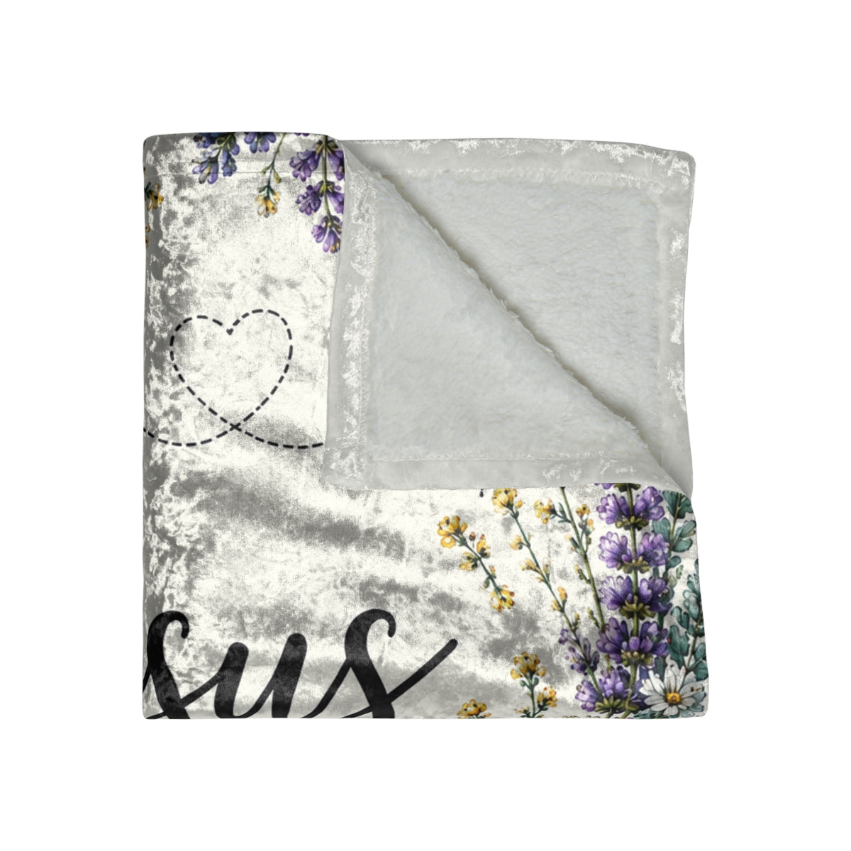 Jesus Is My Peace Floral Crushed Velvet Blanket | Faith-Inspired Wildflower Throw