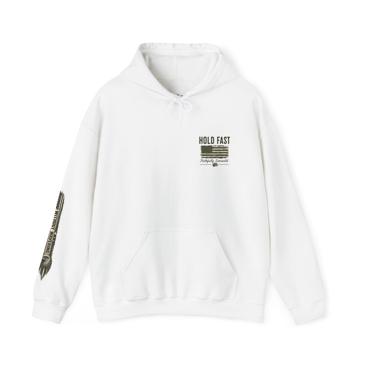 Never Give Up The Fight Hoodie Sweatshirt –  "Hold Fast" Eagle American Flag Pullover/ Hebrews 10:23
