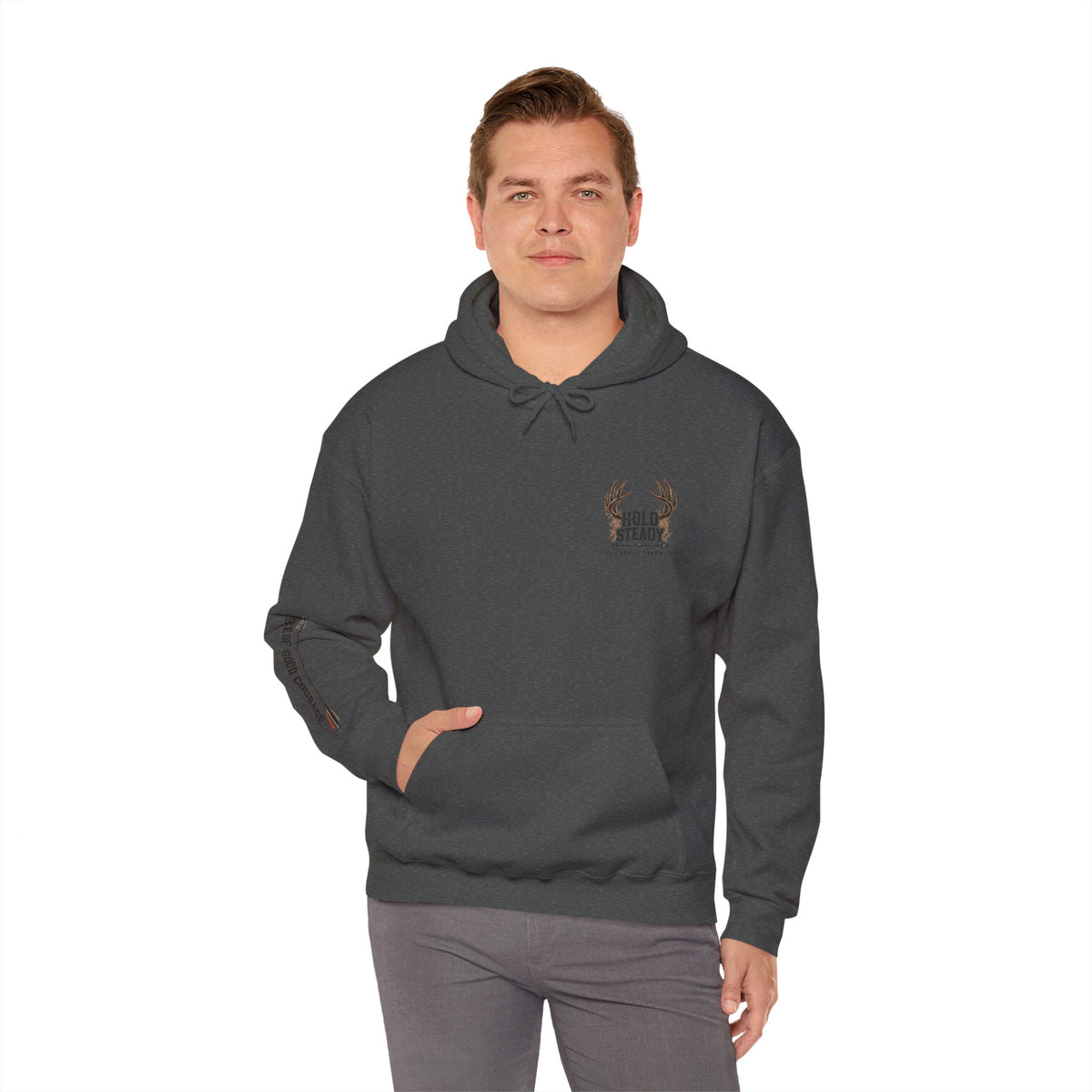 Hold Steady Hunting Hoodie Sweatshirt | Be of Good Courage | Psalm 31:24