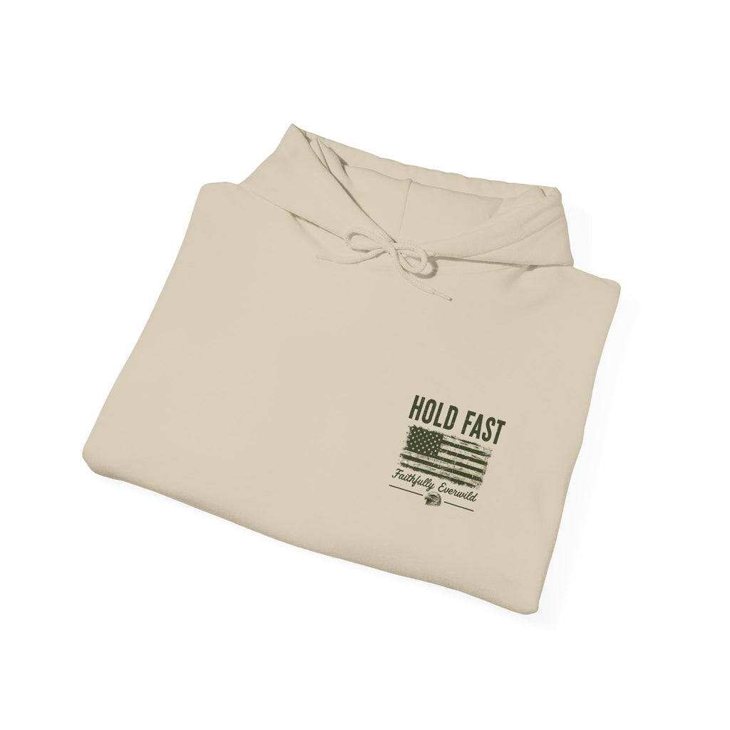 Never Give Up The Fight Hoodie Sweatshirt –  "Hold Fast" Eagle American Flag Pullover/ Hebrews 10:23