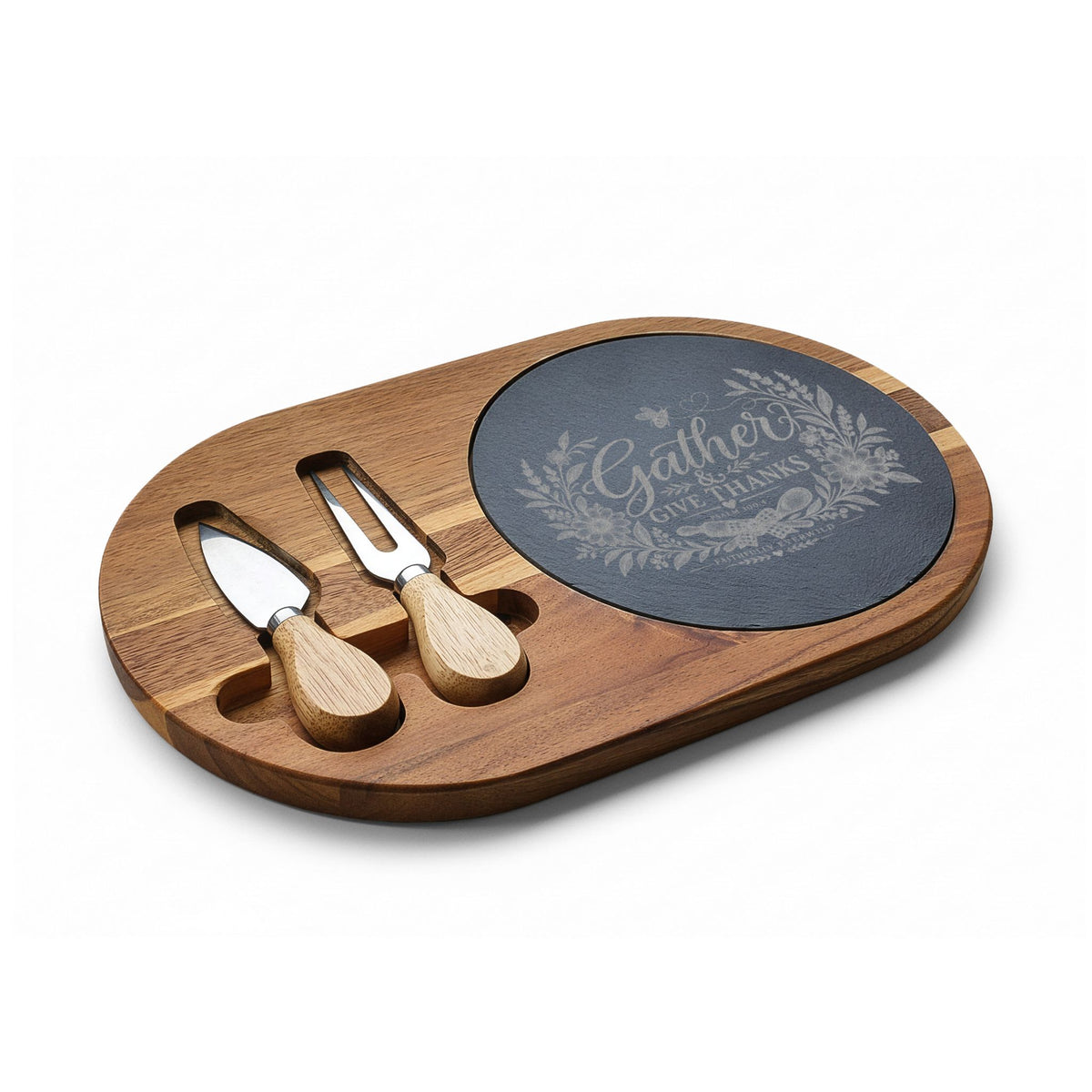 Gather & Give Thanks Engraved Charcuterie Board | Psalm 100:4