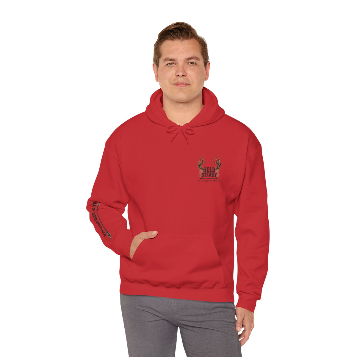 Hold Steady Hunting Hoodie Sweatshirt | Be of Good Courage | Psalm 31:24