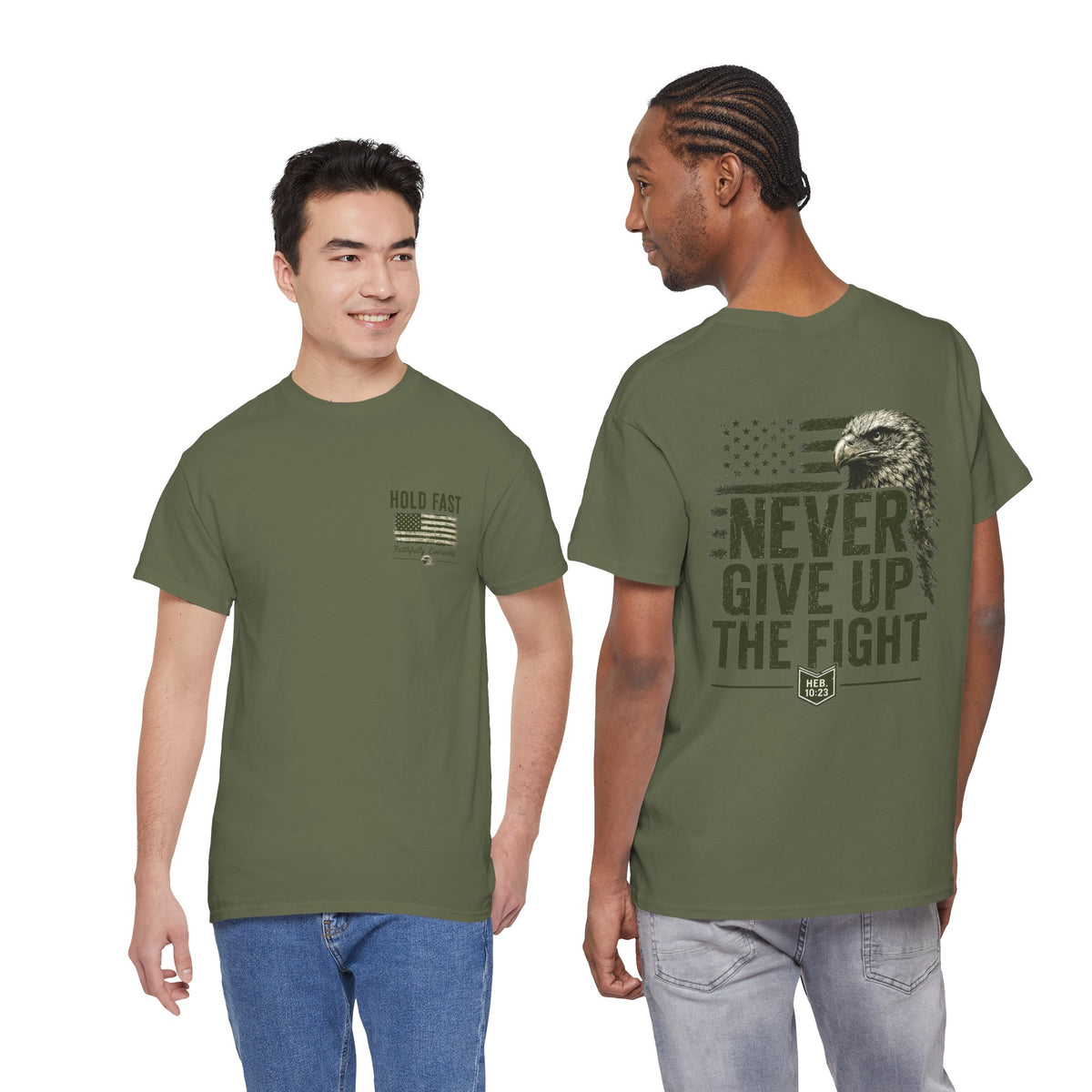 Never Give Up the Fight – Hold Fast Men’s Graphic Tee – Hebrews 10:23