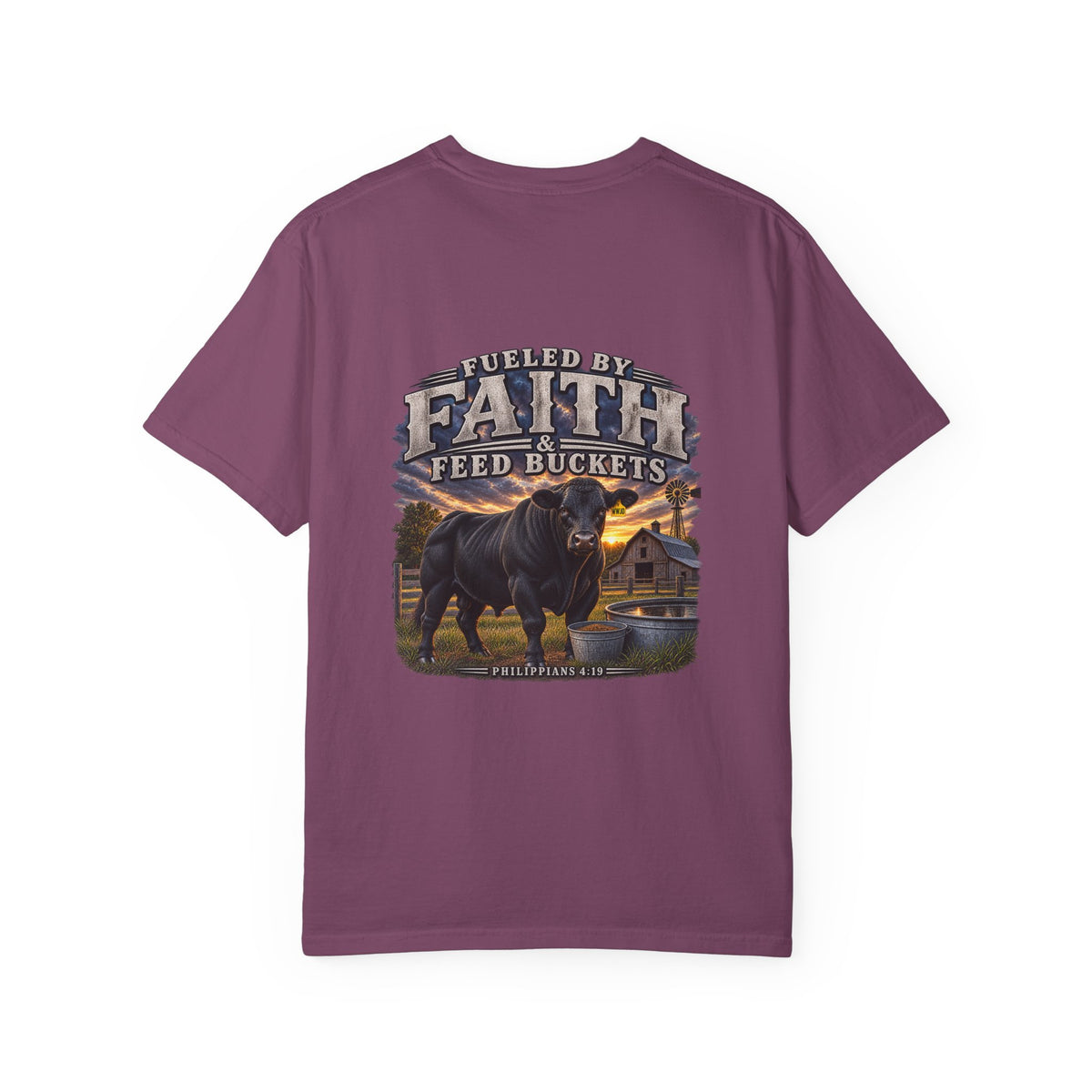Fueled by Faith & Feed Buckets – Philippians 4:19 Angus Tee