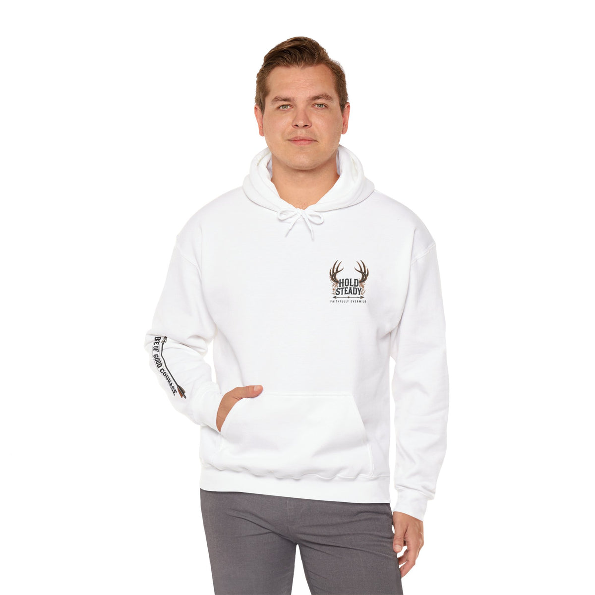 Hold Steady Hunting Hoodie Sweatshirt | Be of Good Courage | Psalm 31:24