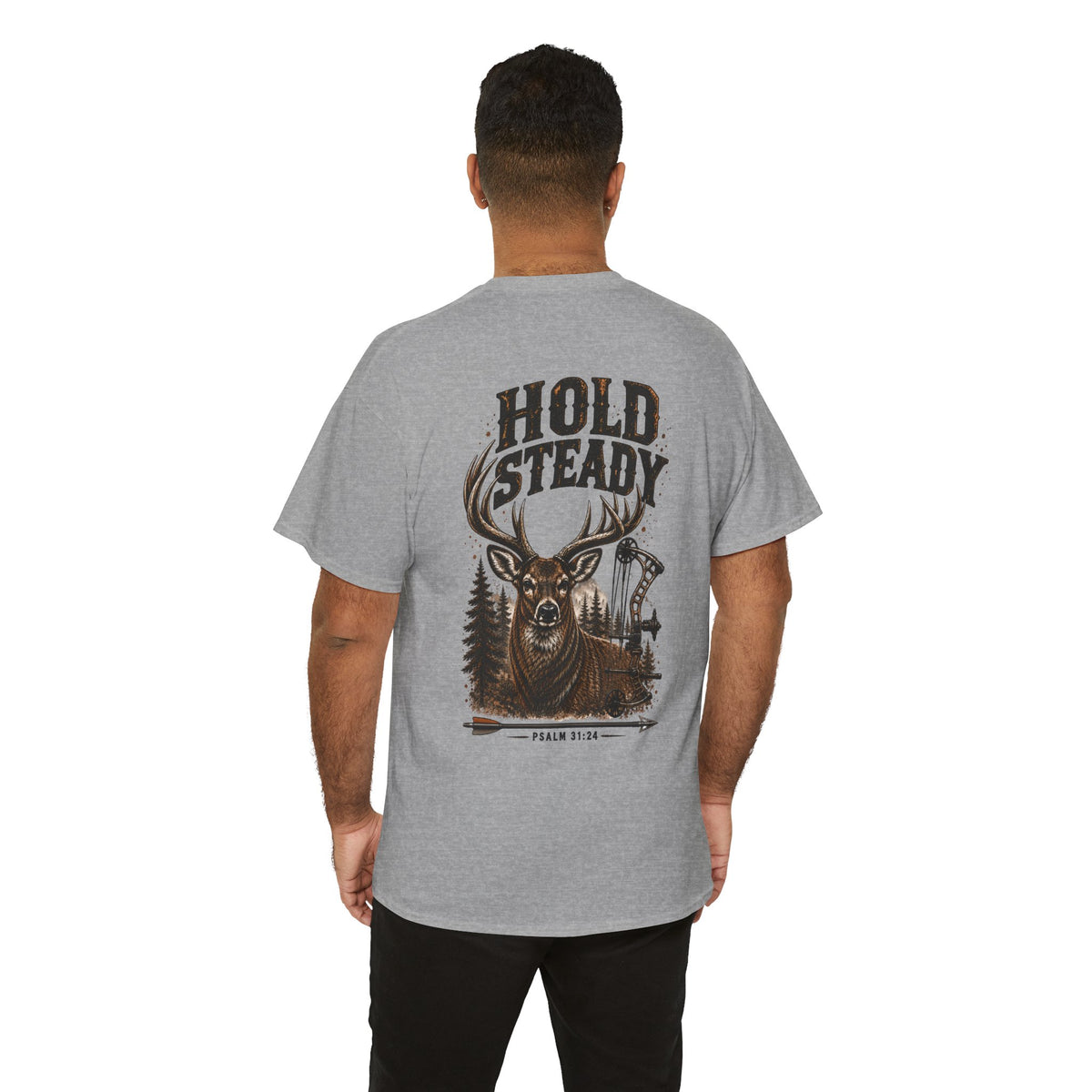 Hold Steady Bow Hunting Tee | Psalm 31:24