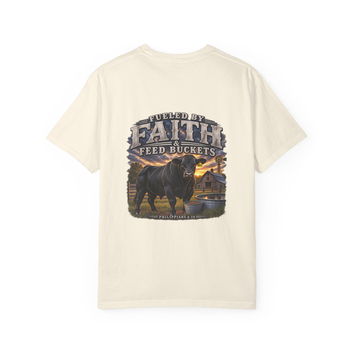 Fueled by Faith & Feed Buckets – Philippians 4:19 Angus Tee