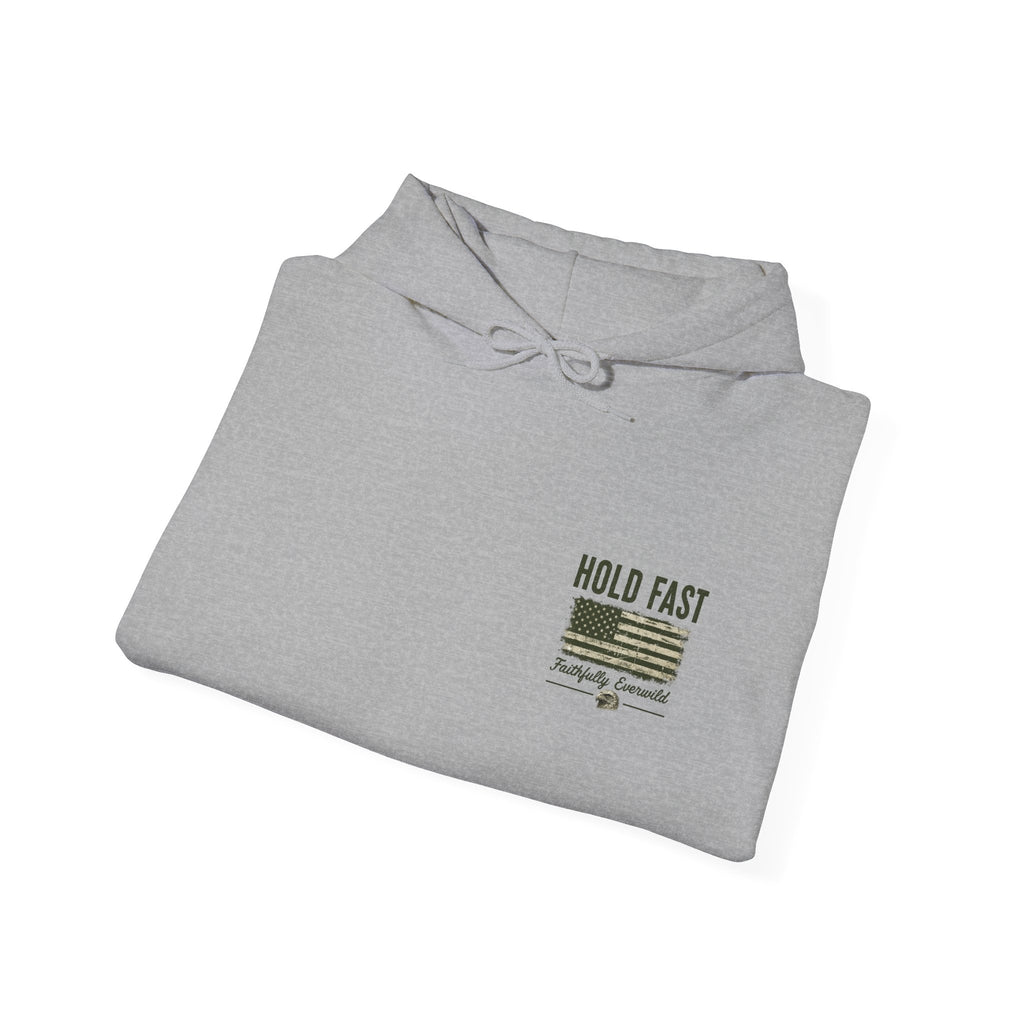 Never Give Up The Fight Hoodie Sweatshirt –  "Hold Fast" Eagle American Flag Pullover/ Hebrews 10:23