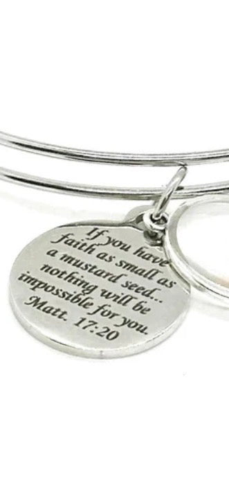 Mustard Seed Faith Bracelet | Matthew 17:20 - Engraved Bangle Stainless