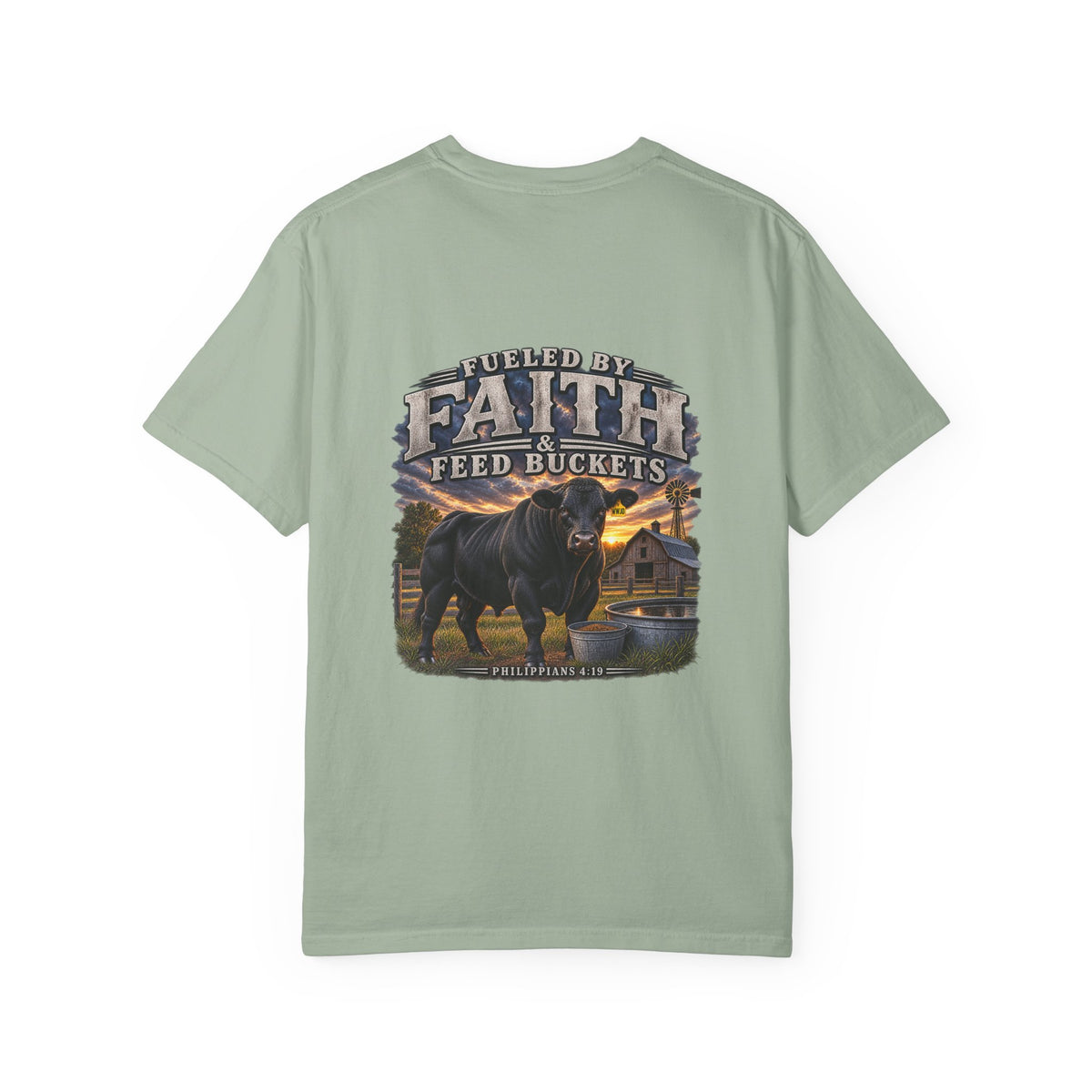 Fueled by Faith & Feed Buckets – Philippians 4:19 Angus Tee