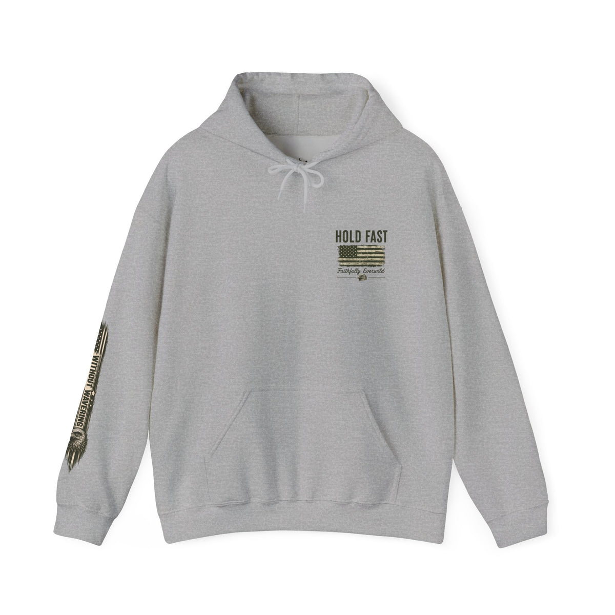 Never Give Up The Fight Hoodie Sweatshirt –  "Hold Fast" Eagle American Flag Pullover/ Hebrews 10:23