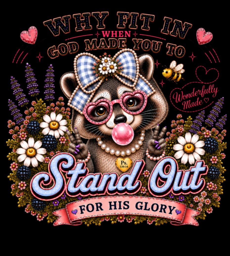 Wonderfully Made Raccoon Tee • Stand Out for His Glory | Psalm 139:14