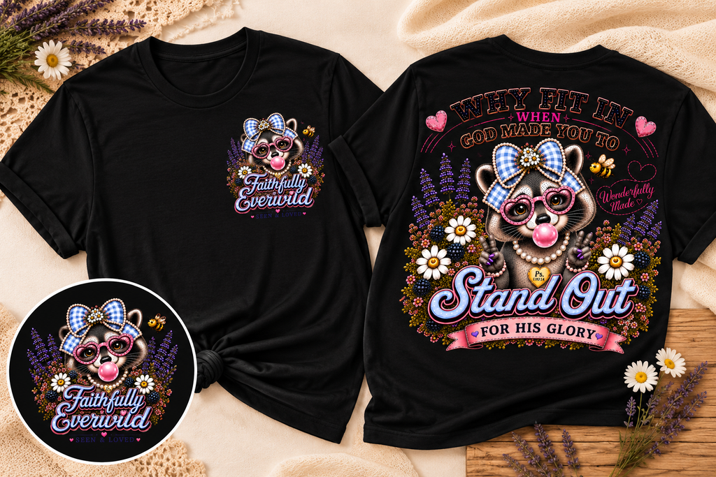 Wonderfully Made Raccoon Tee • Stand Out for His Glory | Psalm 139:14