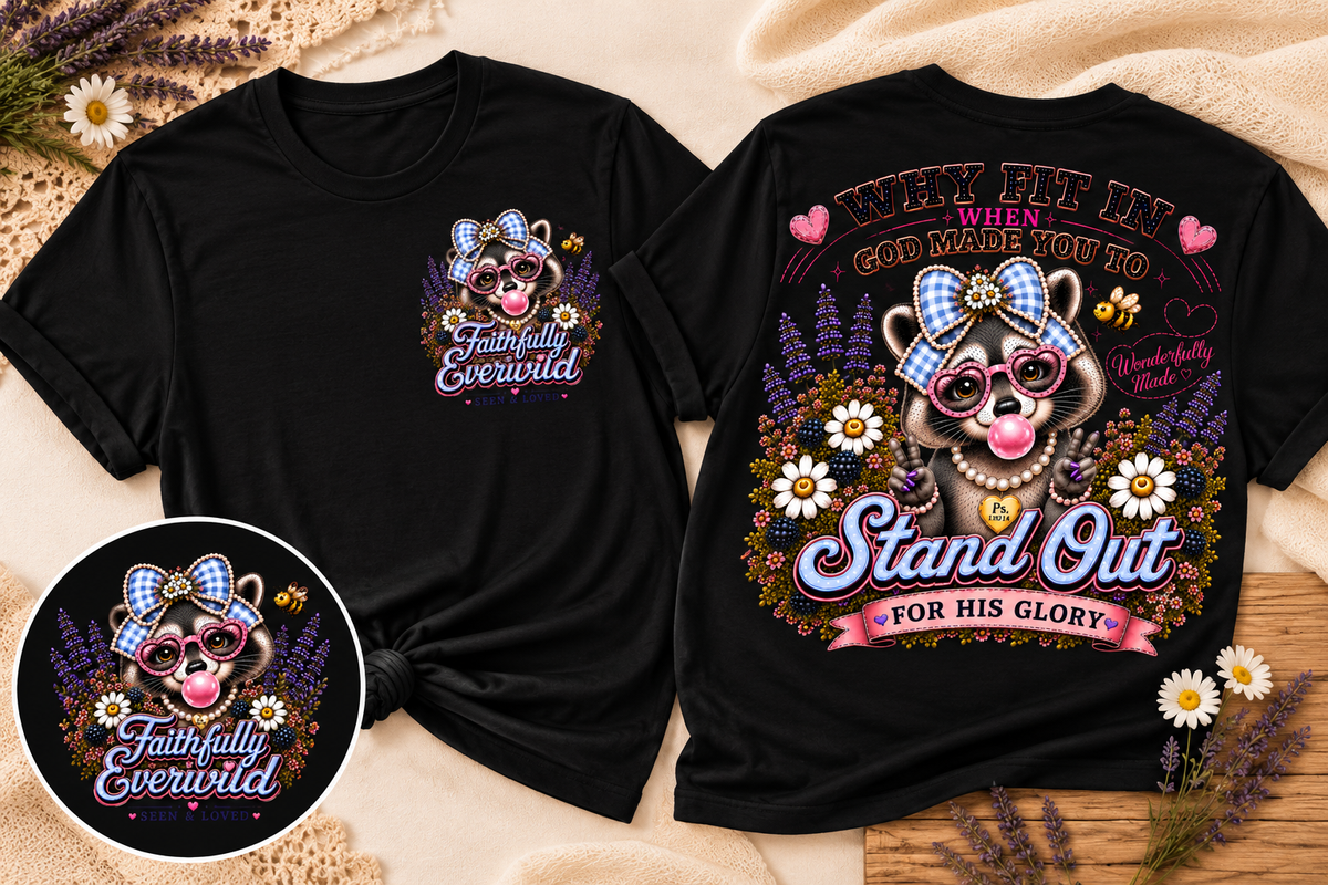Wonderfully Made Raccoon Tee • Stand Out for His Glory | Psalm 139:14