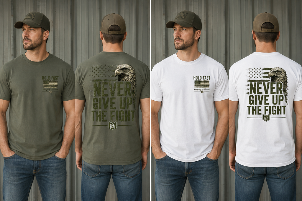 Never Give Up the Fight – Hold Fast Men’s Graphic Tee – Hebrews 10:23
