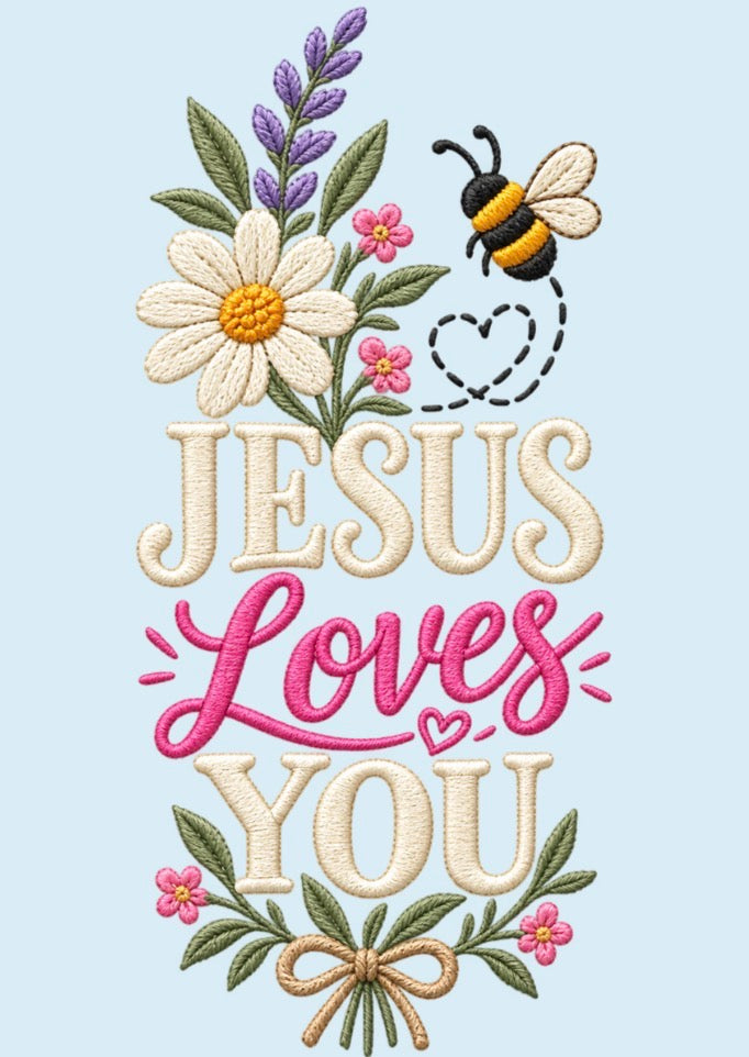 Jesus Loves You Floral Embroidered Explorer Sling Bag 🐝🌸