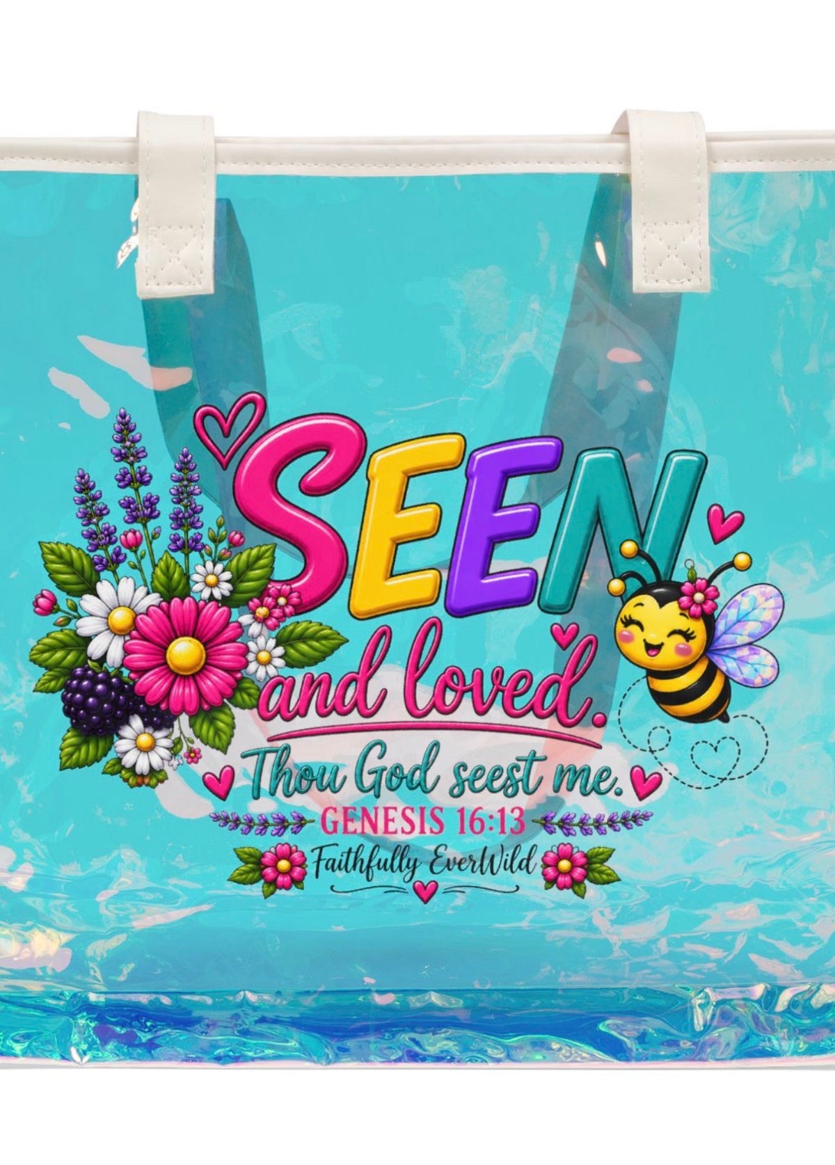 Seen & Loved Holographic Tote | Genesis 16:13 🐝💕
