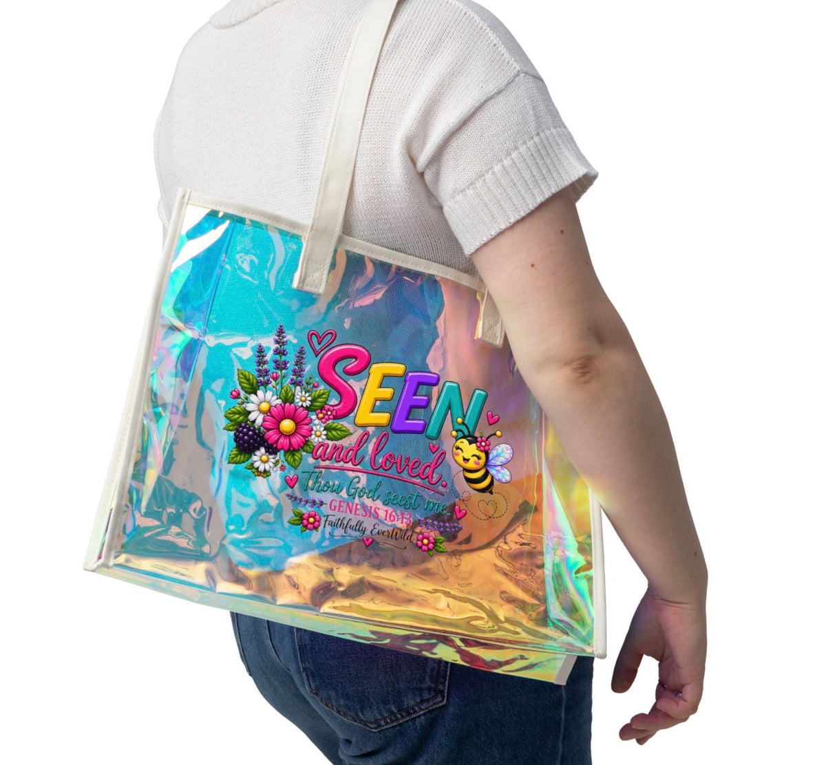 Seen & Loved Holographic Tote | Genesis 16:13 🐝💕