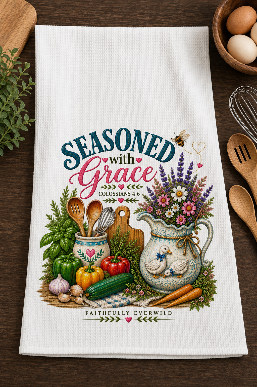 Give Us This Day Our Daily Bread Tea Towel | Matthew 6:11 🌸🐝