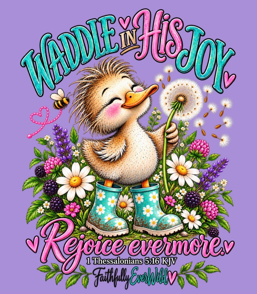 Waddle in His Joy Comfort Colors® Faith Tee | 1 Thessalonians 5:16 KJV