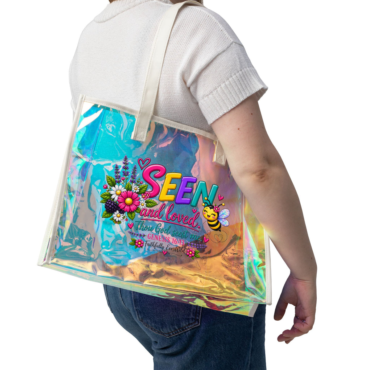 Seen & Loved Holographic Tote | Genesis 16:13 🐝💕