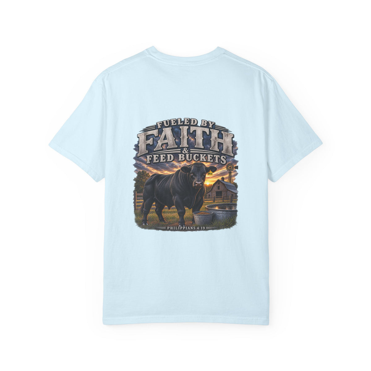 Fueled by Faith & Feed Buckets – Philippians 4:19 Angus Tee