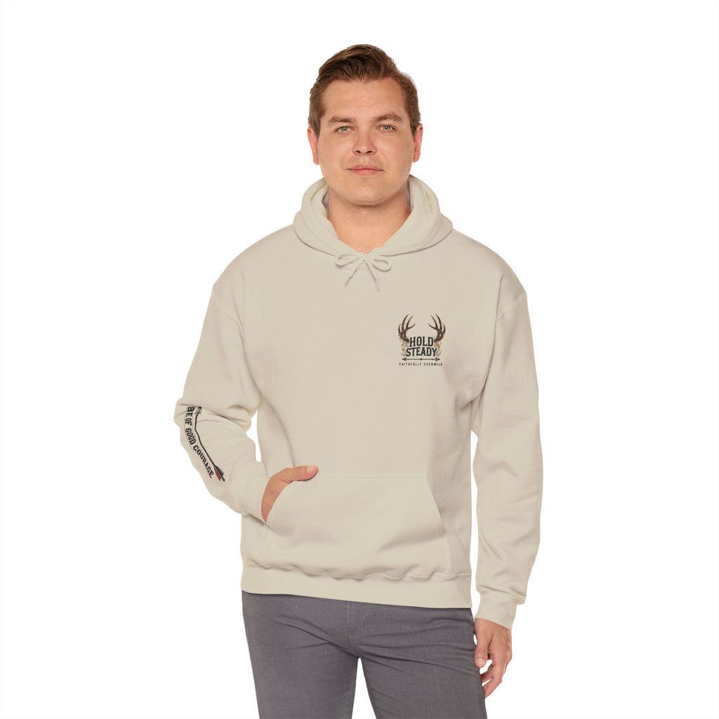 Hold Steady Hunting Hoodie Sweatshirt | Be of Good Courage | Psalm 31:24