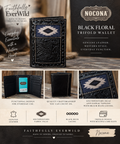 Nocona Black Tooled Leather Trifold Wallet