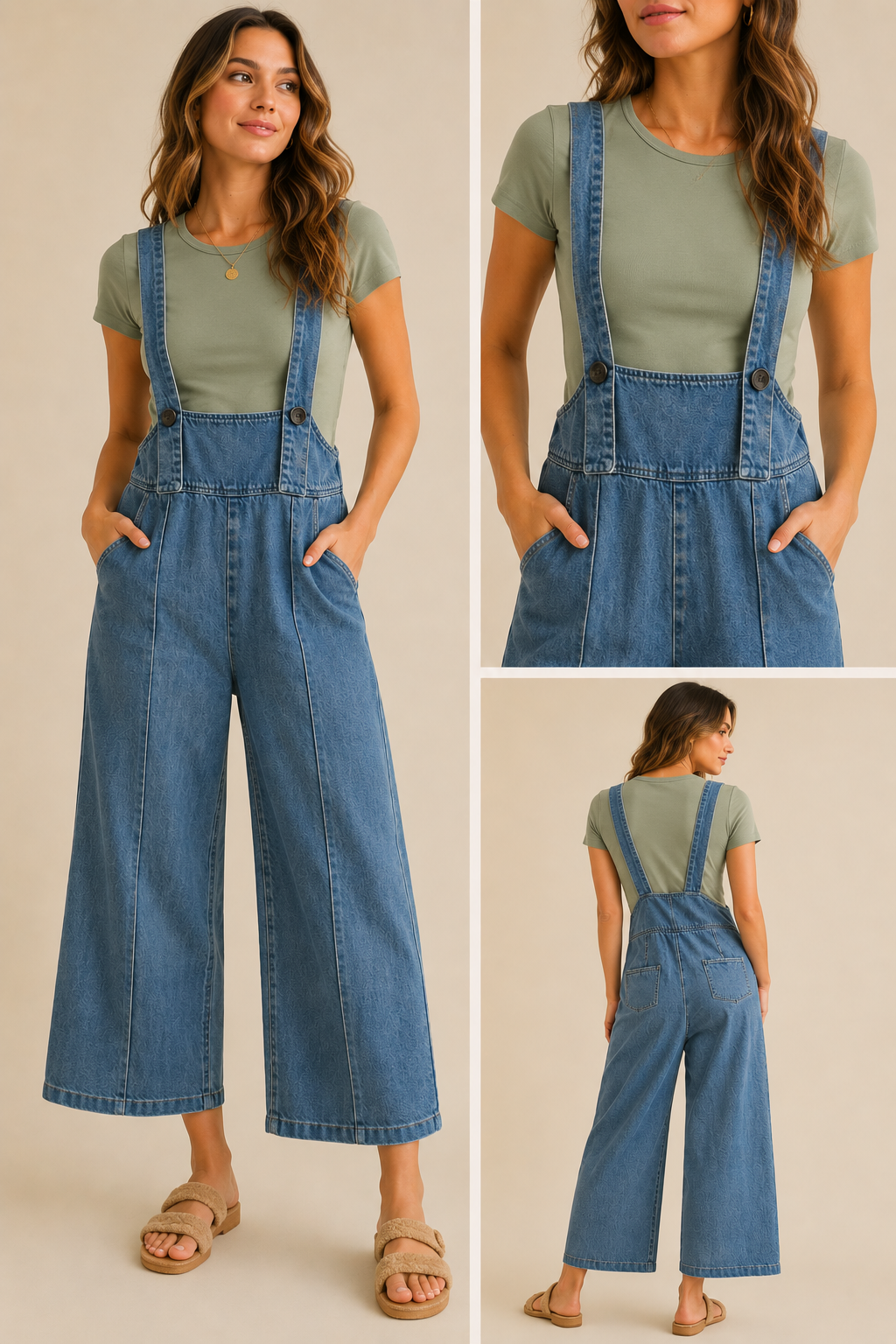 Vintage Easygoing Wide-Leg Denim Overalls