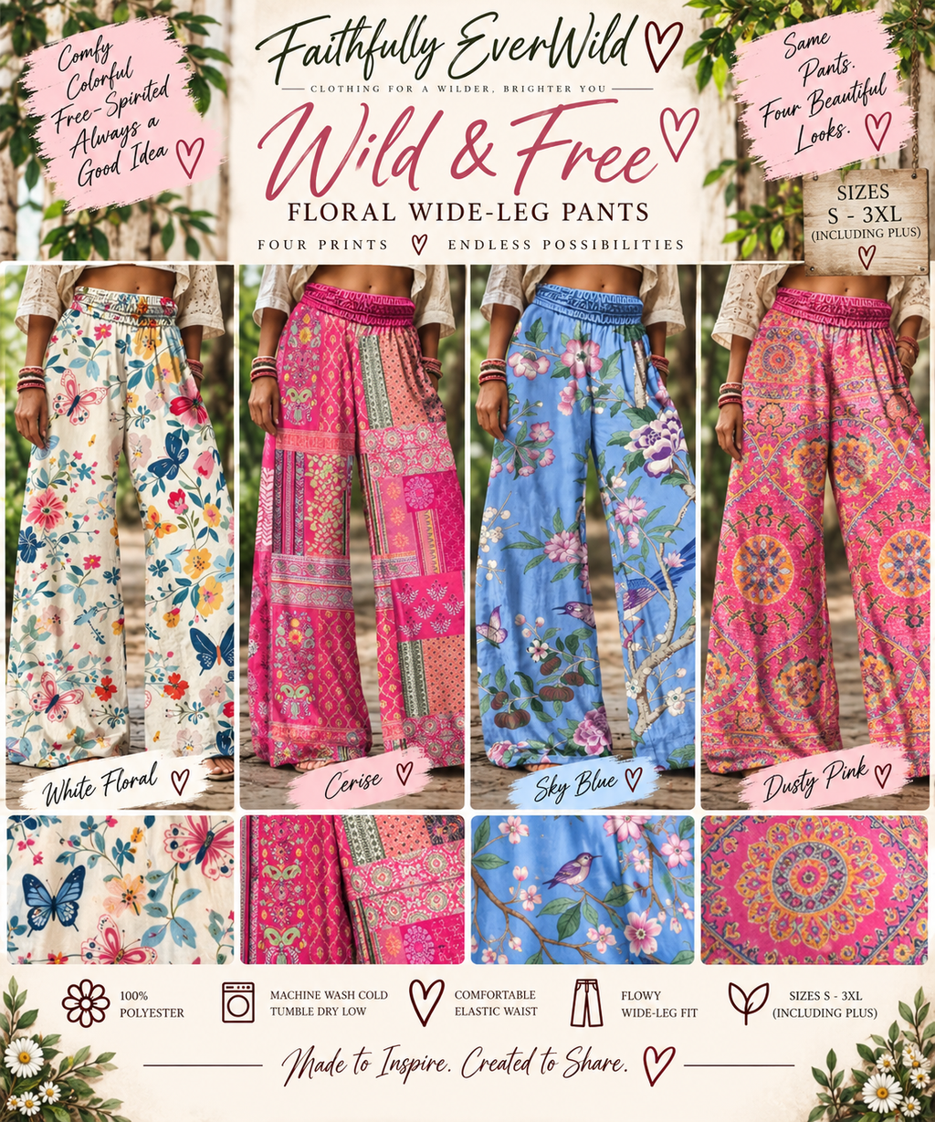 Full Size Floral Wide-Leg Pants Plus Size