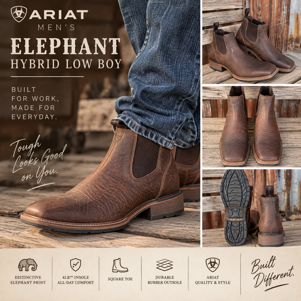 Ariat Men’s Elephant Print Hybrid Low Boy Boots