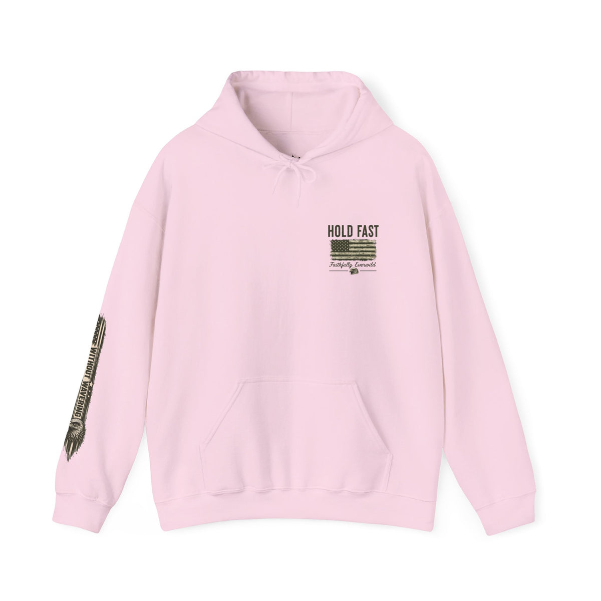 Never Give Up The Fight Hoodie Sweatshirt –  "Hold Fast" Eagle American Flag Pullover/ Hebrews 10:23
