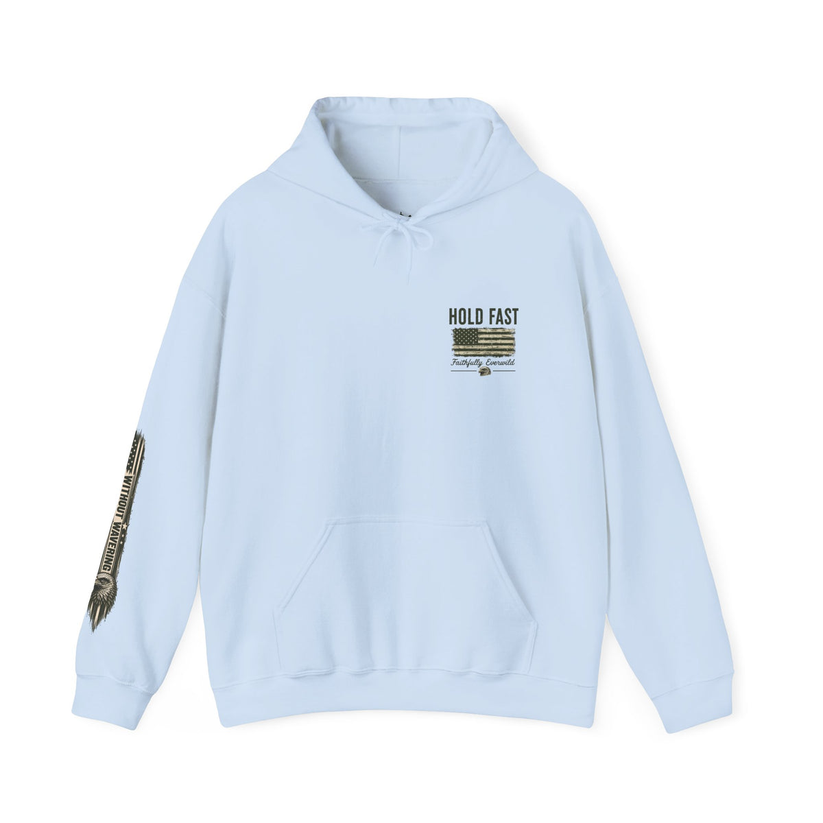 Never Give Up The Fight Hoodie Sweatshirt –  "Hold Fast" Eagle American Flag Pullover/ Hebrews 10:23