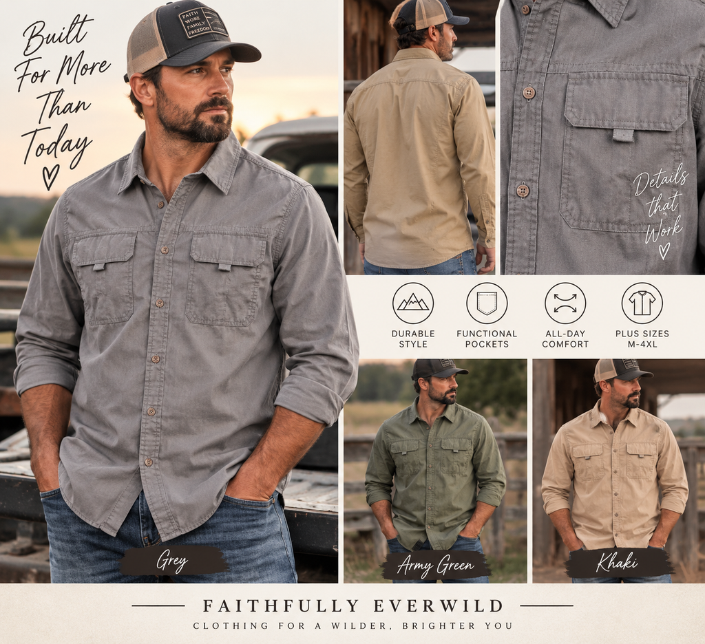 Rugged Wayfarer Long Sleeve Button-Down Shirt 🤎