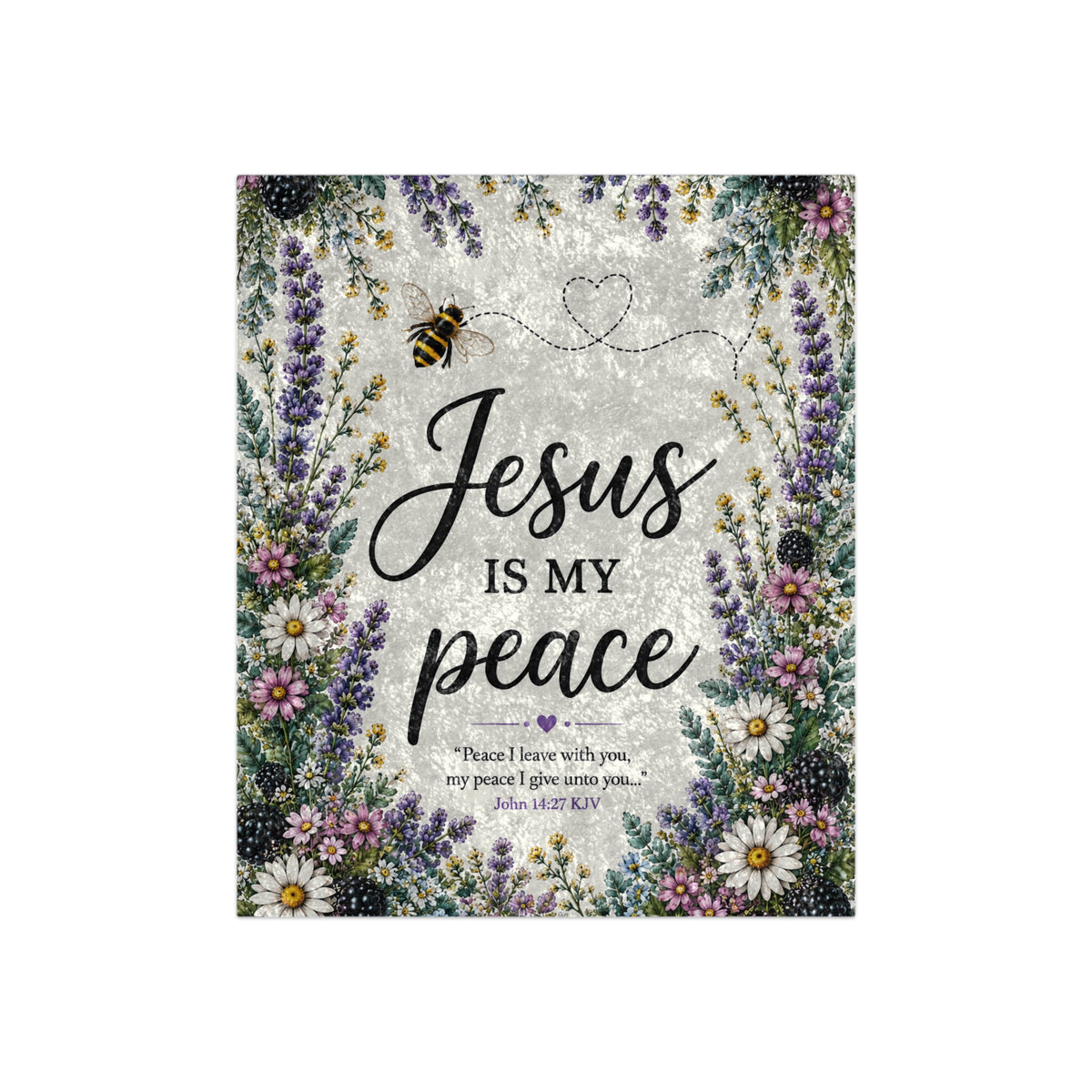 Jesus Is My Peace Floral Crushed Velvet Blanket | Faith-Inspired Wildflower Throw