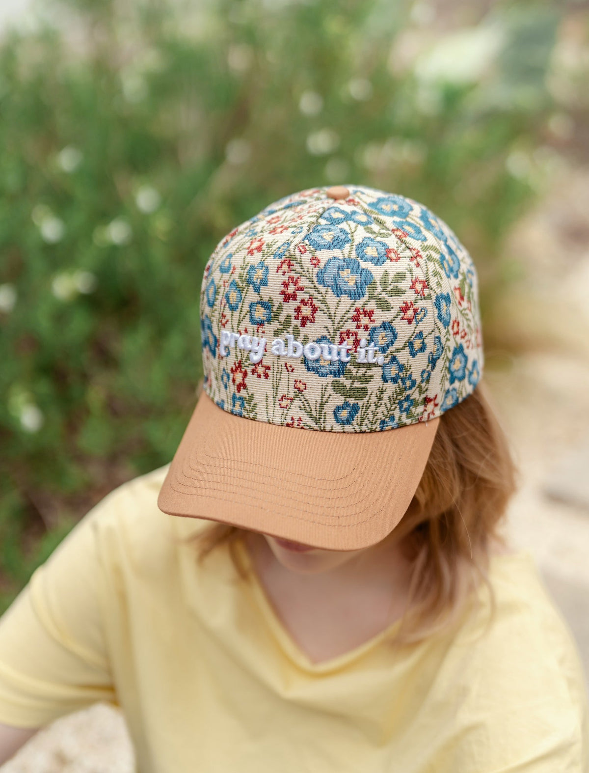 Pray About It Floral Snapback Hat