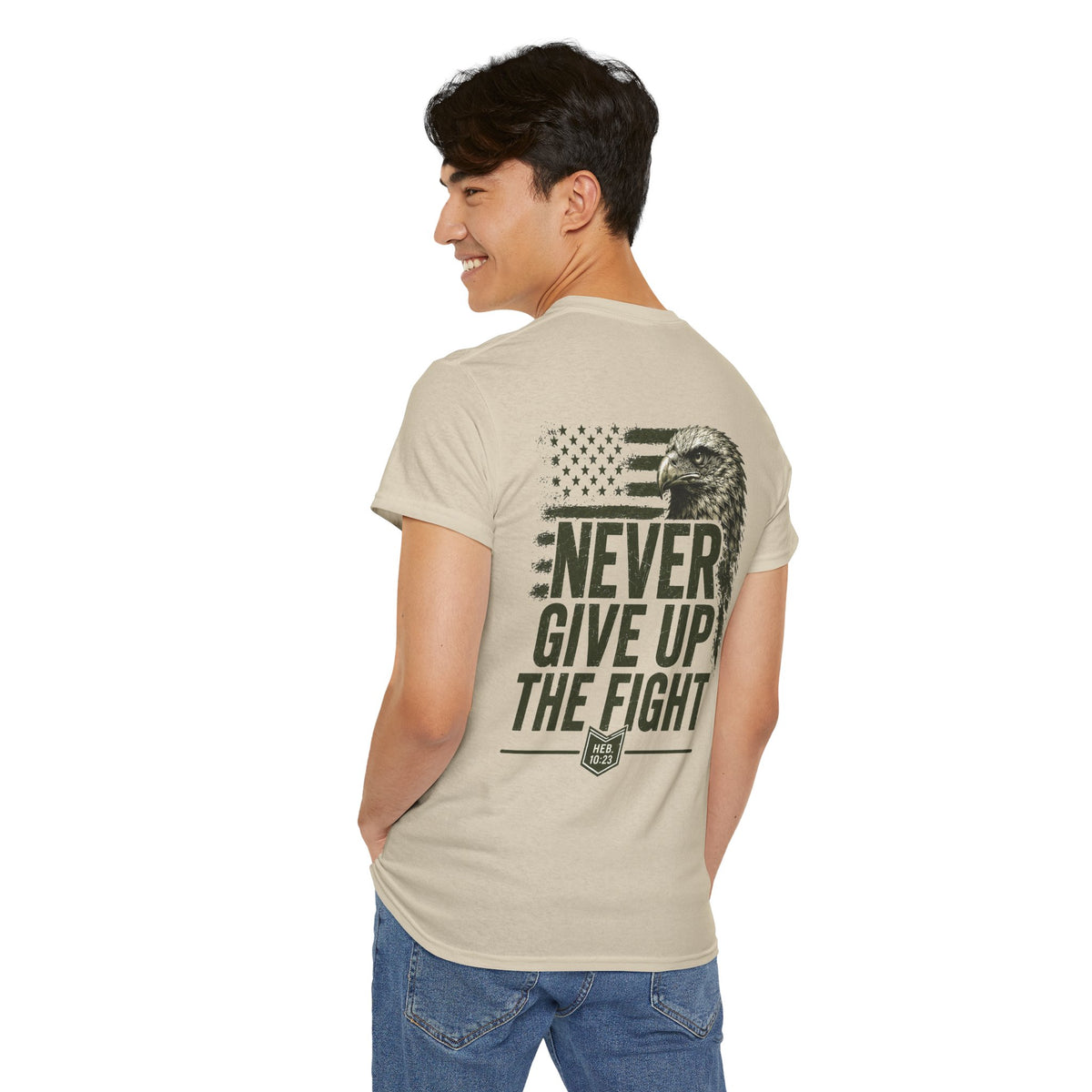 Never Give Up the Fight – Hold Fast Men’s Graphic Tee – Hebrews 10:23