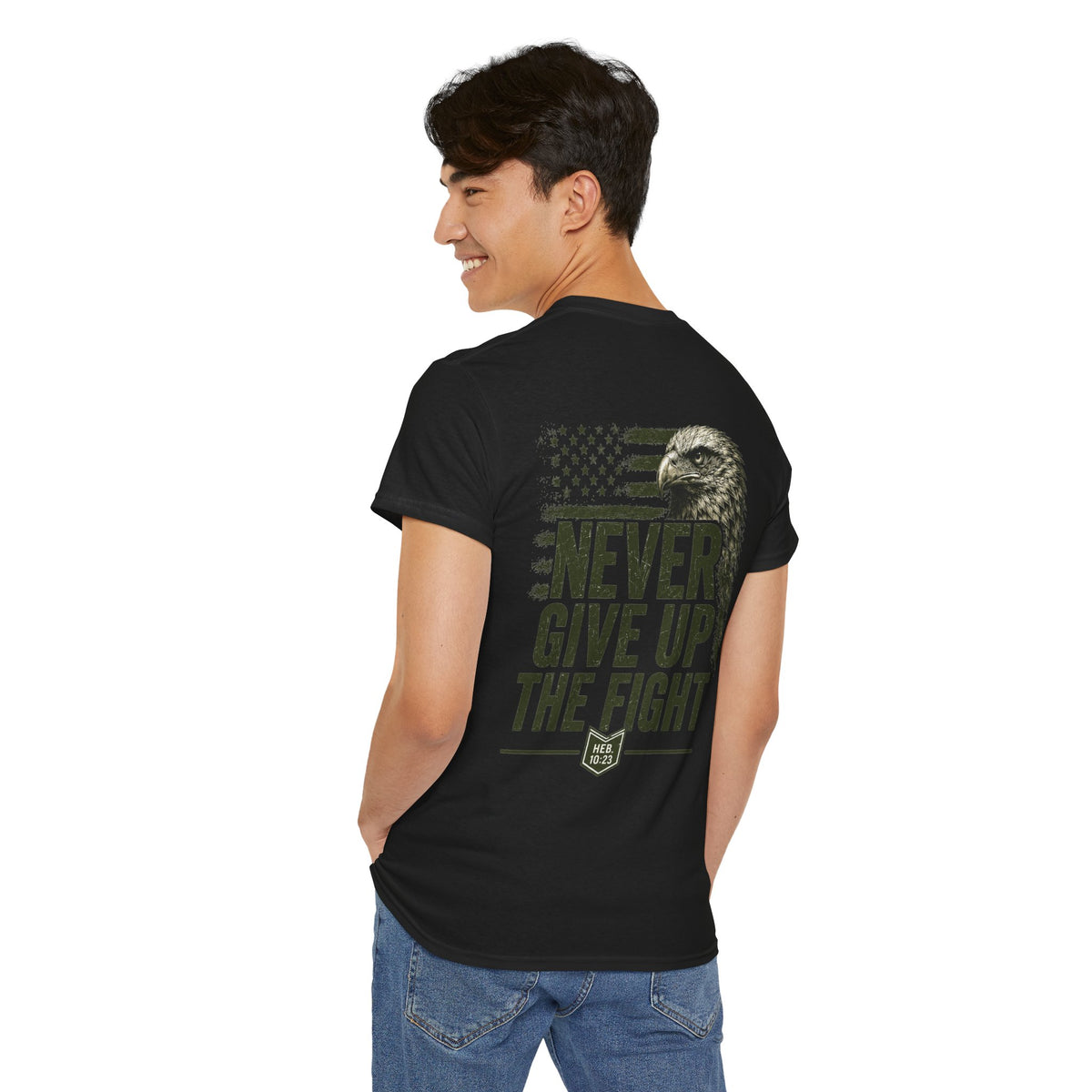 Never Give Up the Fight – Hold Fast Men’s Graphic Tee – Hebrews 10:23