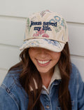 Jesus Saved My Life Floral Snapback Hat