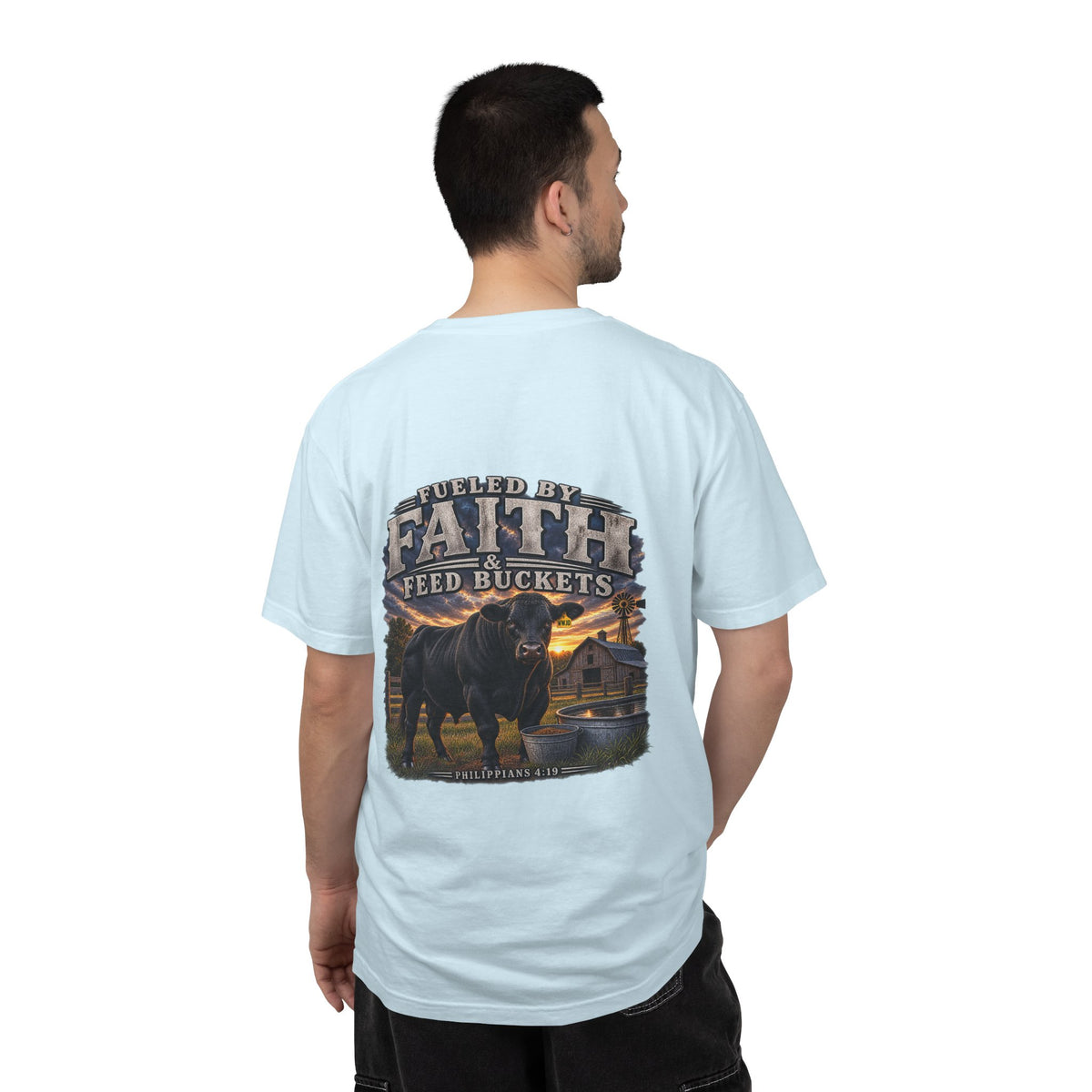 Fueled by Faith & Feed Buckets – Philippians 4:19 Angus Tee